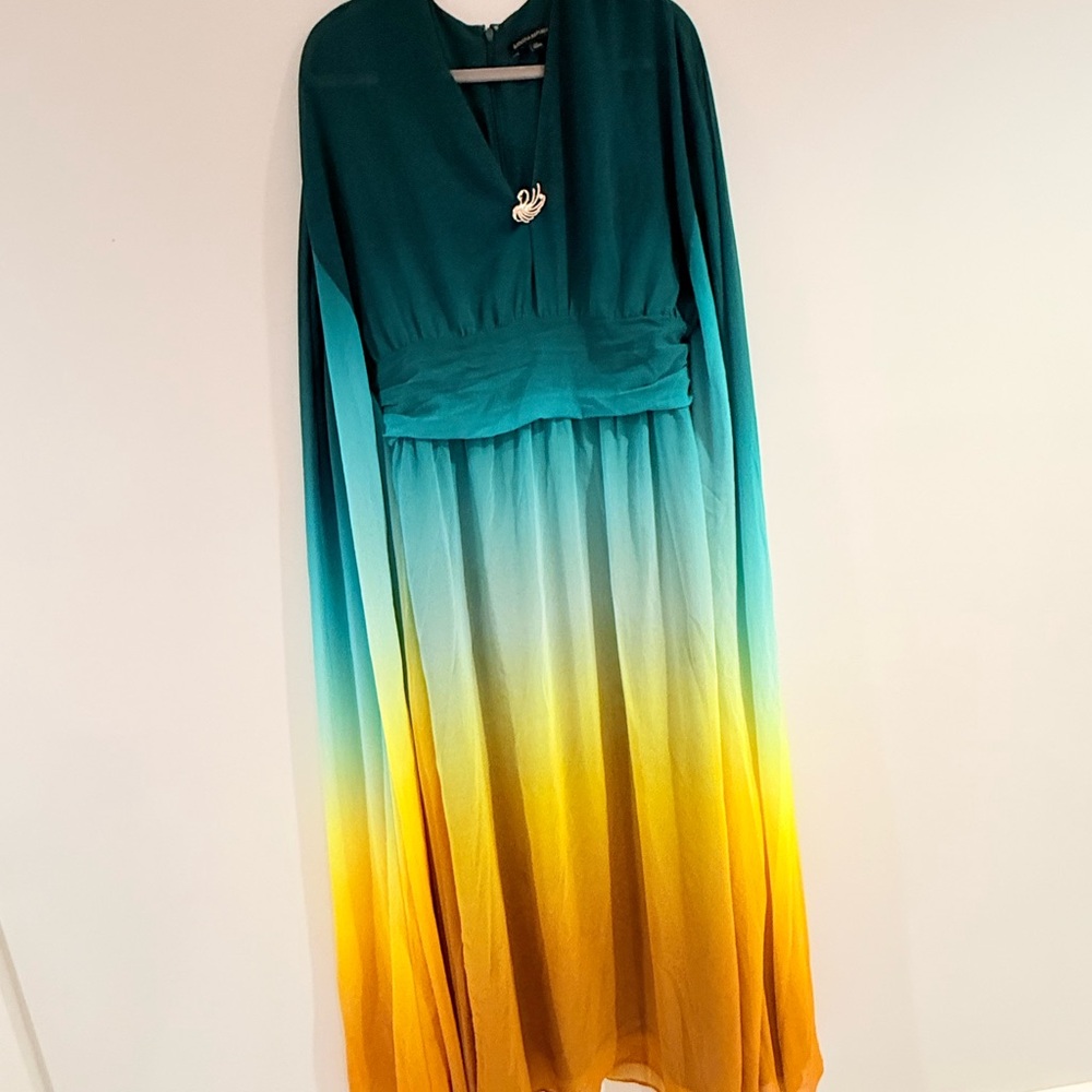 Banana Republic Gradient Maxi Dress in Teal and Yellow